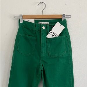 Zara Women's Vibrant Green High Rise Jeans